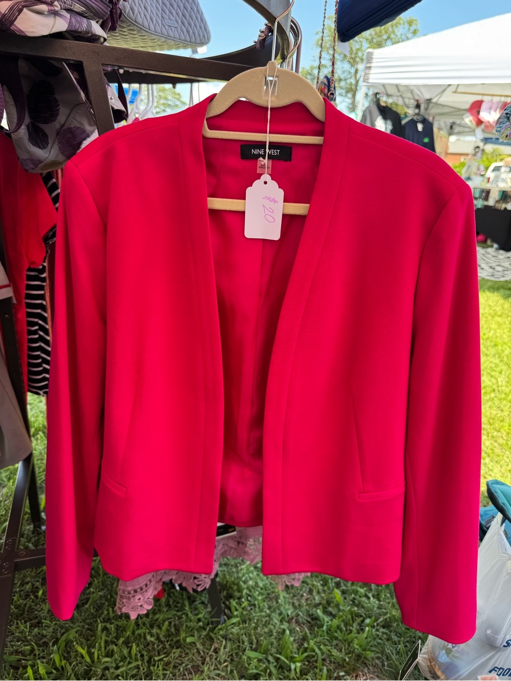 Nine West Vibrant Pink Open-Front Blazer